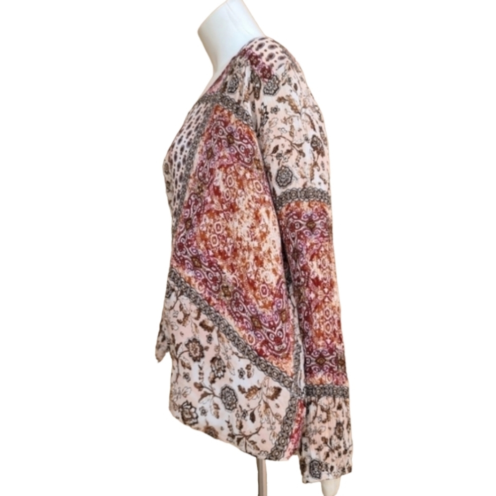 MOONDUST Patchwork Paisley Blouse XL Cutout Boho Festival Top Oversized GYPSY - Picture 7 of 16